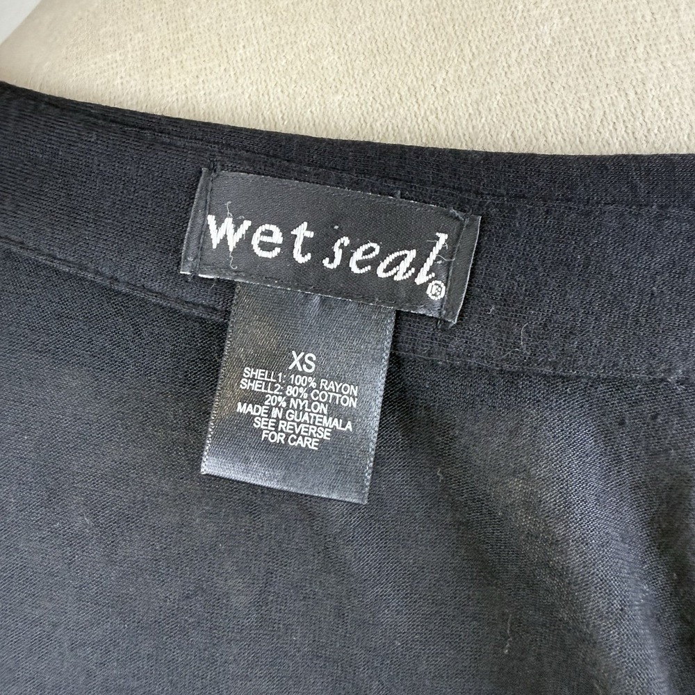 Y2K Wet Seal Semi Lace Long Sleeve Button Down Top Collared Blk/White Trendy XS - Picture 5 of 5